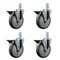 Service Caster 5'' Gray Poly Wheel Swivel 7/8'' Square Stem Caster Set with Brake, 4PK SCC-SQ20S514-PPUB-GRY-PLB-78-4 - alternate 1
